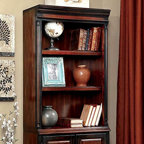 Furniture of America CM-DK6255S Strandburg Cherry and Black Bookcase Miscellaneous - Home Office Desk