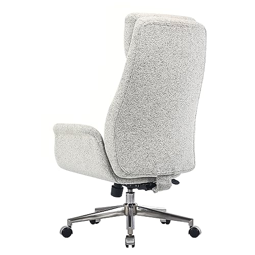 Realspace® High-Back Executive Office Chair, Bouclé Fabric, Light Sand/Brushed Nickel
