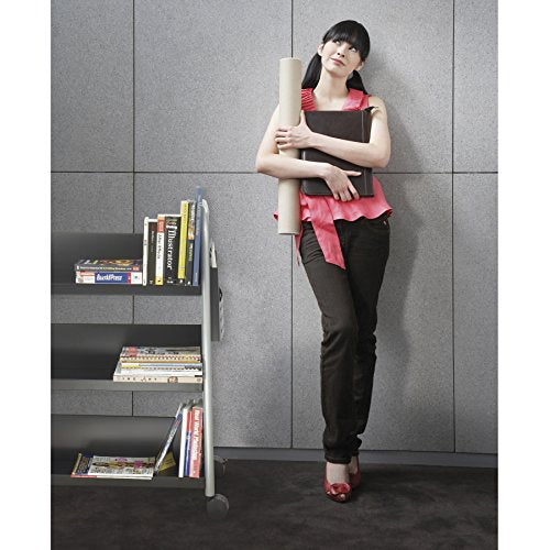 Safco Scoot Single-Sided Book Cart 5336BL Black, Swivel Wheels, 3 Slanted Shelves