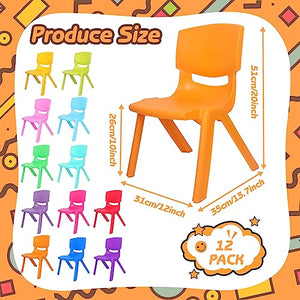 Purpeak 12 Pcs 10 Inch Plastic Stackable School Chairs for Kids