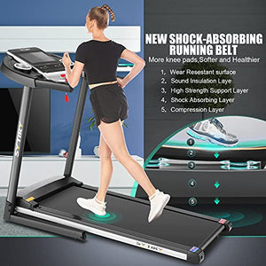 SYTIRY 10"HD Touchscreen Display Folding Treadmill Smart Running Machine with Speakers, Pulse Monitor, Multimedia, WIFI and 36 Preset Programs Easy to Install Cardio Machines for Home & Office Workout