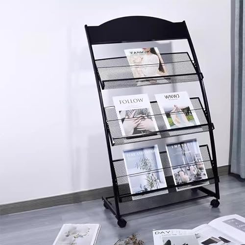 WEBERT Floor-Standing Magazine Rack with Wheels - Magazine & Brochure Organizer