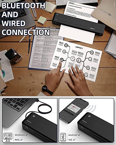 HPRT MT800 Portable Thermal Transfer Printer for Travel,300dpi High Resolution,Wireless Printer for Android and iOS Phone, Compatible with Windows,Linux and MAC, Suitable for Mobile Office.