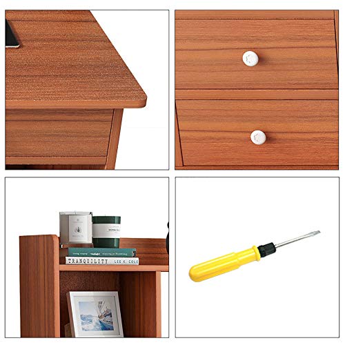 YAOJP 2 In1 Bookshelf Computer Desk, Modern Bedroom Office Writing Desk Computer Workstation with Drawers Large Storage Space Table,Brown,100x45x152cm