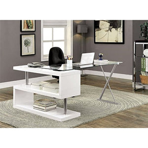 Furniture of America Fiora Modern Swivel Computer Desk in White