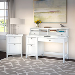 Broadview Computer Desk with Pedestal, Organizer and File Cabinet