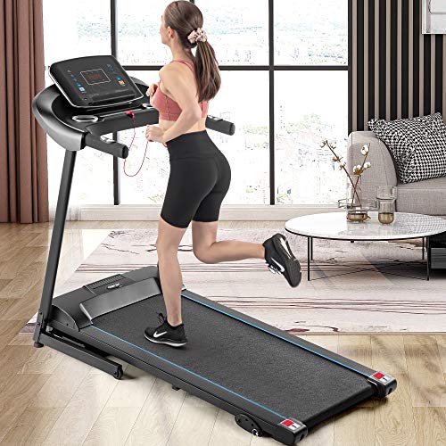 Merax Folding Treadmill for Home, 2.5HP Electric Motorized Running Machine with 10MPH Speed, Large Running Surface, 12 Programs, Speakers, Incline, LCD and Pulse Monitor for Running Walking (Black)