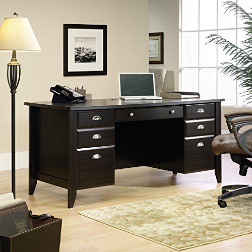Sauder 408920 Shoal Creek Executive Desk, L: 65.12" x W: 29.29" x H: 30.55",Jamocha Wood finish
