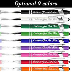 168PCS Personalized Pens in Bulk with Stylus Tip, Custom Engraving Pens, Soft Touch Ballpoint Pen, Printed Name - Free Personalization Black Ink- for Christmas, Anniversary, Graduation, Office, Memory