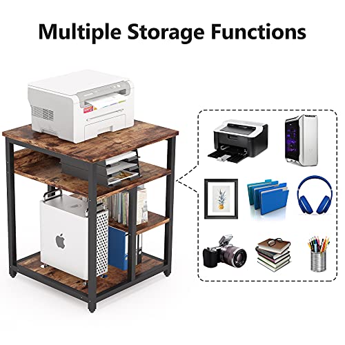Tribesigns Computer Desk with Printer Stand, Home Office Desk with Storage Shelf-Left or Right Set Up, 59 inch Study Writing Table Workstation Rustic Brown
