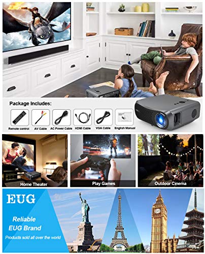 2020 Full HD 1080P Projectors LCD 1920x1080 Support 4K,Dual HDMI USB VGA AV Audio,LED 5500 Lumens Native 1080P Proyector for Home Cinema Theater Gaming Outdoor Movie DVD TV Laptop PC Presentation