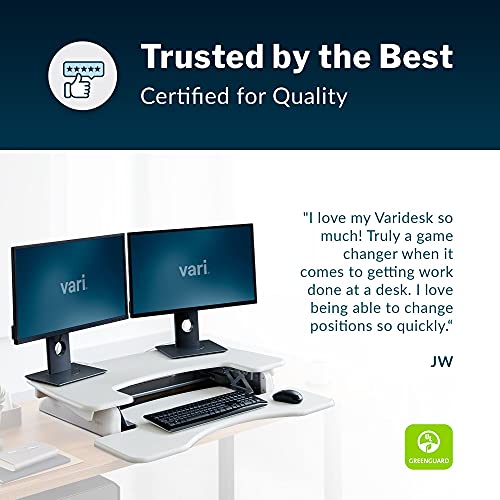 VariDesk Pro Plus 36 by Vari – Dual Monitor Standing Desk Converter – Work or Home Office Sit to Stand Desk – 11 Height Adjustable Settings with Spring Loaded Lift – No Assembly Required
