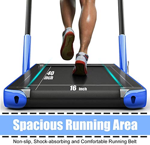 2 in 1 Folding Treadmill, 2.25HP Under Desk Electric Treadmill with Bluetooth Speaker& Remote Control& LED Display, Space Saving Walking Jogging Running Trainer Equipment