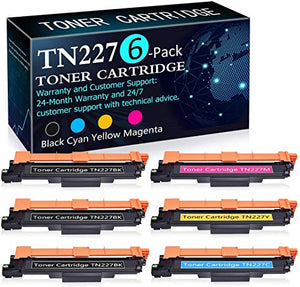 6 Pack (3BK+C+Y+M) TN227 Toner Replacement for Brother MFC-L3710CW MFC-L3730CDW MFC-L3750CDW MFC-L3770CDW DCP-L3510CDW DCP-L3550CDW HL-L3210CW HL-L3230CDW HL-L3230CDN HL-L3270CDW HL-L3290CDW Printers