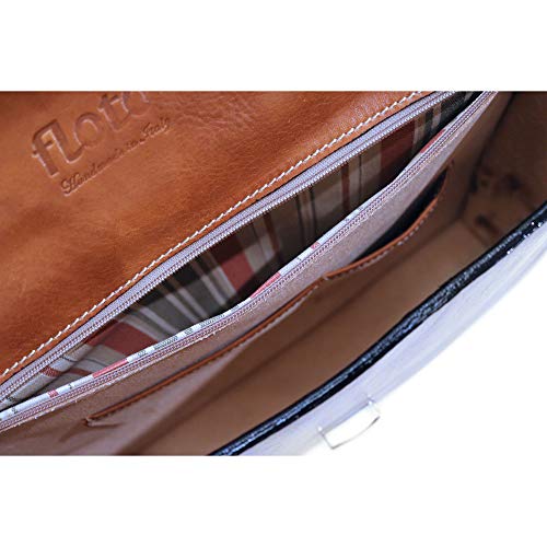 Floto Full Grain Leather Milano Briefcase Attache Laptop Case (Olive (Honey) Brown)