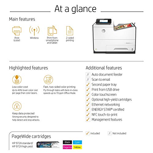 HP PageWide Pro 552dw Color Printer, double sided printer, wireless printer (Renewed)
