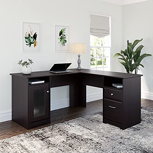 Bush Furniture Cabot L Shaped Computer Desk in Espresso Oak