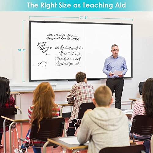 Large Whiteboard for Wall, maxtek 72 x 40 inches Dry Erase Board Magnetic White Board with Marker Tray 1 Eraser 3 Markers 6 Magnets | Foldable Memo Whiteboard for Office Home School