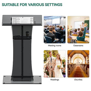 YITAHOME Podium Stand 47" Tall for Churches, Weddings, Classroom - Portable Lectern with Reading Surface & Storage Shelf
