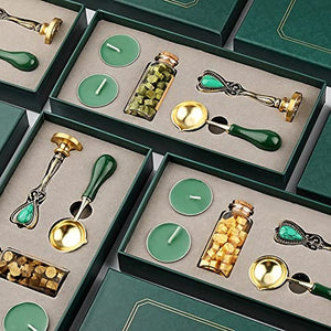 Vintage Storage Box Kit with Sealing Wax Tablet Beads Candle Detachable Spoon Stamp Set DIY Craft Envelope Party Invitation Letter Card Tools