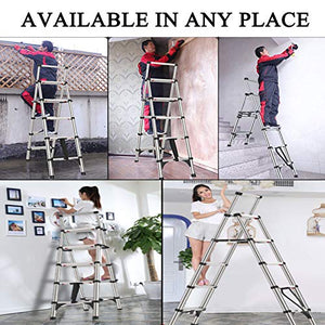 LUCEAE Aluminum Alloy Foldable Multifunction 4 Step Telescoping Ladder