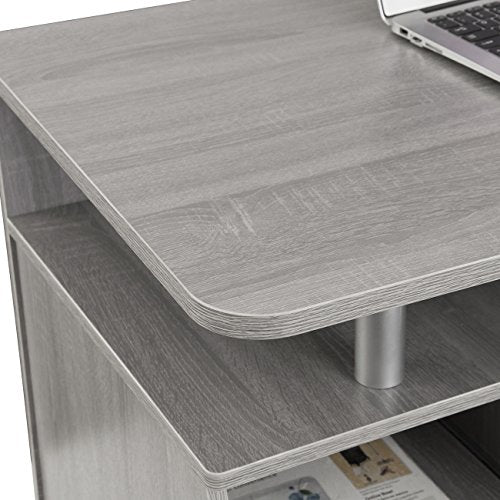 Techni Mobili Floating Modern Office Desk & Complete Computer Workstation, Gray