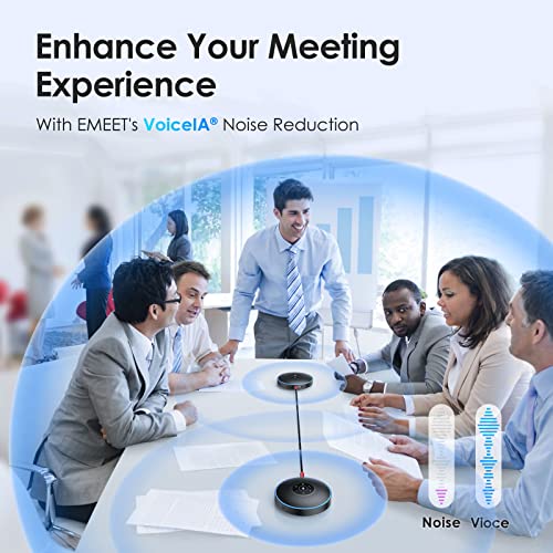 EMEET M220 Professional Wireless Speakerphone - 360°Voice Pick-up, 8 AI Noise Cancellation Mics, Bluetooth, Skype Speakerphone