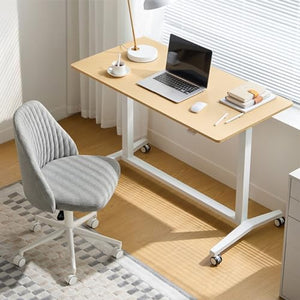 SanzIa Height Adjustable Standing Desk, Mobile Rolling Electric Sit Stand up Desk - Wood, 120 * 60 * 76-113cm