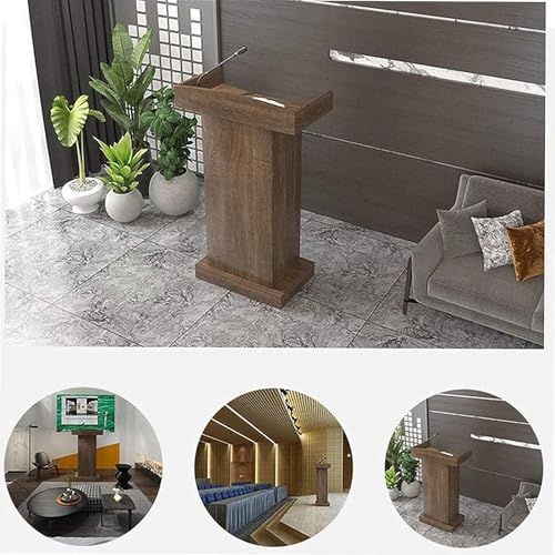 CAMBOS Lectern Podium Stand with Drawer and Storage - Wooden Standing Reception Desk Pulpit