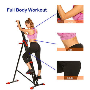 Aceshin Vertical Climber Machine, Home Gym Exercise Folding Climbing Machine,Indoor Vertical Climbing Exercise Machine, Fitness Stepper for Whole Body Cardio Workout Training (Red)
