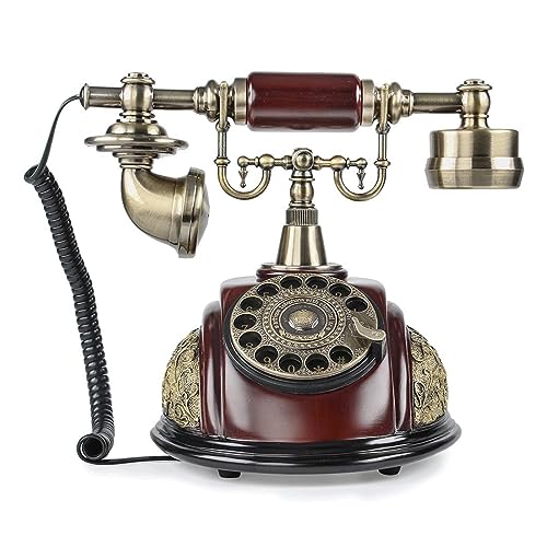 Antique Telephone European Retro Rotary Dial Vintage Corded Telephone