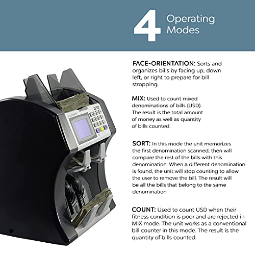 AB7500 by AccuBANKER Dual Pocket Mixed Bill Value Counter- Mixed Denomination, Multi Currency, Value Counter & Sorter. Bank Grade Money Counter & Counterfeit Detector Machine. Up to 1200 bills per min
