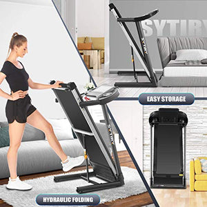 SYTIRY Treadmill with Screen,Treadmills for Home with 10" HD tv Touchscreen&WiFi Connection,3.25hp Motor, Folding Exercise Equipment Machine with Workout Program, Hydraulic Drop