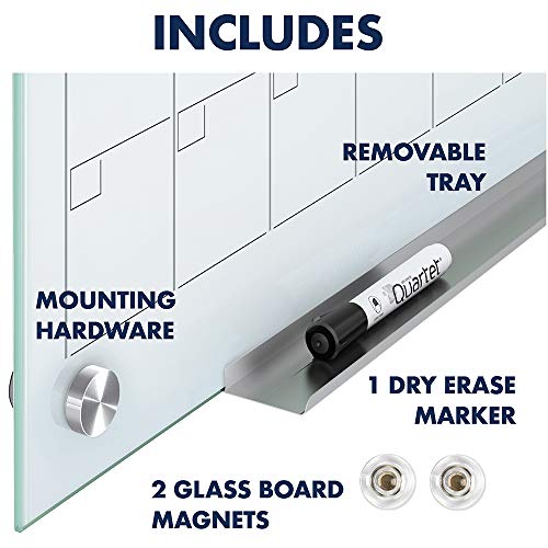 Quartet Magnetic Whiteboard Calendar, Glass Dry Erase White Board Planner, 4' x 3', White Surface, Frameless, Infinity (GC4836F)