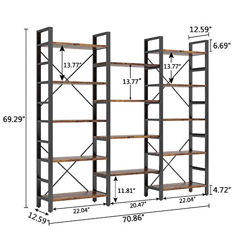Tribesigns 5-Shelf Vintage Industrial Bookcase, 70 inch