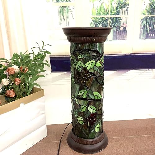 Bieye L10769 Grape Vine Tiffany Style Stained Glass Pedestal Floor Lamp - 28 inches Tall