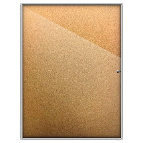 Thornton's Office Supplies Indoor Aluminum Frame Wall Mount Enclosed Cork Bulletin Board with Locking Door (48 x 36) Lockable Noticeboard Display Case