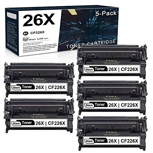 5-Pack 26X | CF226X High Yield Toner Cartridge (Black) Compatible Replacement for HP CF226X Pro M402dn M402dw MFP M426dw M426fdn M426fdw M426m M402-M403 M426f-M427f M426-M427 Series Printer Cartridge