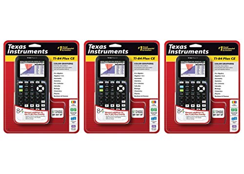 Texas Instruments TI-84 Plus CE Graphing Calculator, Black, 3-Pack