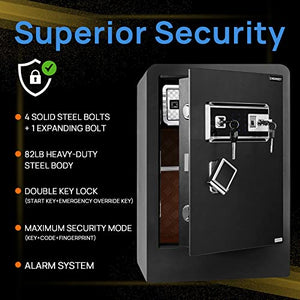 Home Security Safe, ENGiNDOT 2.05 Cubic Feet Large Safe with Quick Access Fingerprint Lock and Touch Screen Keypad, Built-in Secret Hidden Box, Variety of Locking Features Combination- 60B (15.8“ x 13.8” x 23“)