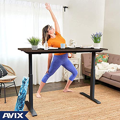 AVIX Standing Desk, 4 Memory Electric Height Adjustable Desk,60" x 30" Whole Piece Stand up Desk Home Office Desks Walnut