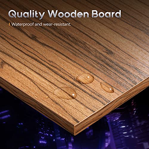 L Shaped Gaming Desk, 51" Home Office Desk with Round Corner Computer Desk with Large Monitor Stand Desk Workstation,Sandalwood