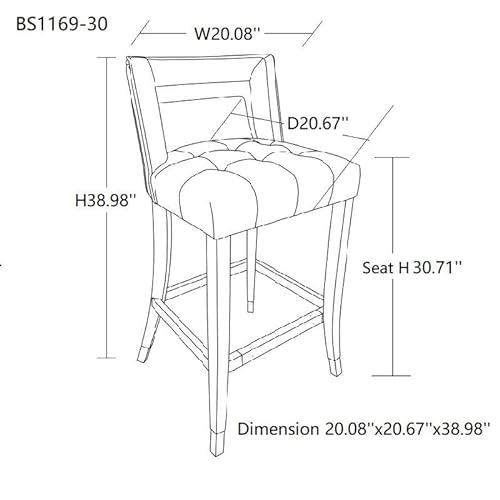 Modern Velvet Upholstered Bar Stools with Back and Footrest (Set of 2) - Grey, Contemporary Design