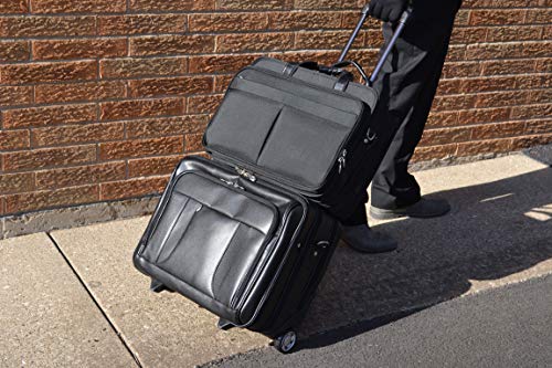 McKlein, R Series, Walton, Tech-Lite Ballistic Nylon, 17" Nylon Expandable Double Compartment Laptop Briefcase w/Removable Sleeve, Black (73985)