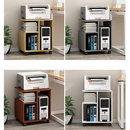 LOVULIFE Computer Tower Stand Printer Table with Storage Rack and Caster Wheels