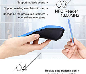 JEPOD 58mm Touch Screen Handheld POS Machine with Receipt Printer PDA Android 6.0 Handheld POS Terminal WiFi Bluetooth 3G Support OTG