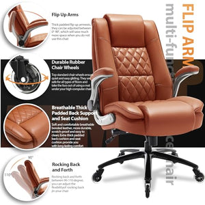 EZAKI High Back Office Chair with Flip-up Arms and Built-in Lumbar Support