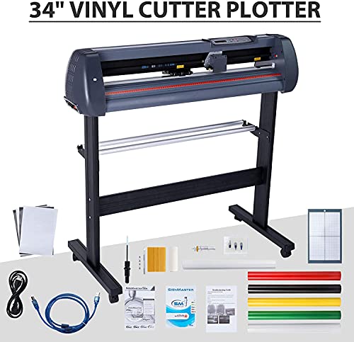 LETRA 34 Inch Vinyl Cutter Machine with Stand, Digital Graphtec Vinyl Printer Cutting Machine, Vinyl Plotter Machine T-Shirt Decal Bundle Banner Sign Making Tools with Software
