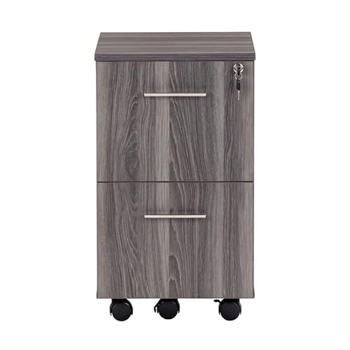 Scranton & Co 2-Drawer Locking Rolling File Cabinet with Wheels, Grey