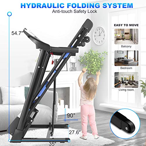 FUNMILY Treadmills for Home Running Machine with Incline - 3.25HP Folding Treadmill Electric Motorized Power with 12 Preset Programs & Smartphone APP Control